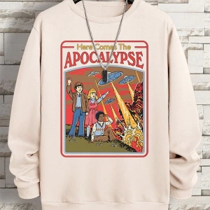 Hip Hop Harajuku Vintage Tarzı  Burada Ufo geliyor Ufo  Gri