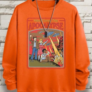 Hip Hop Harajuku Vintage Tarzı  Burada Ufo geliyor Ufo  Gri