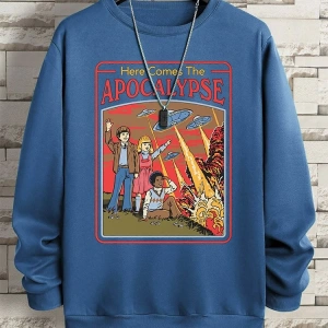 Hip Hop Harajuku Vintage Tarzı  Burada Ufo geliyor Ufo  Gri