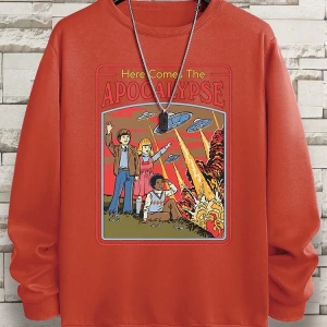 Hip Hop Harajuku Vintage Tarzı  Burada Ufo geliyor Ufo  Gri