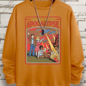 Hip Hop Harajuku Vintage Tarzı  Burada Ufo geliyor Ufo  Gri