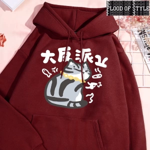 Hip Hop Harajuku Vintage Tarzı  Büyük Villain karakter kedi  Gri