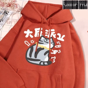 Hip Hop Harajuku Vintage Tarzı  Büyük Villain karakter kedi  Gri