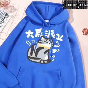 Hip Hop Harajuku Vintage Tarzı  Büyük Villain karakter kedi  Gri