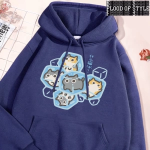 Hip Hop Harajuku Vintage Tarzı  Buz Kedi Eğlenceli  Gri