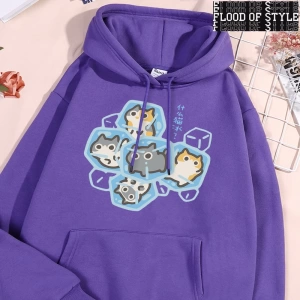 Hip Hop Harajuku Vintage Tarzı  Buz Kedi Eğlenceli  Gri