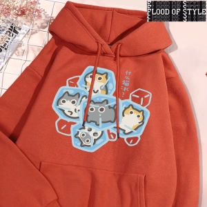 Hip Hop Harajuku Vintage Tarzı  Buz Kedi Eğlenceli  Gri