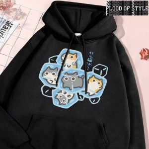 Hip Hop Harajuku Vintage Tarzı  Buz Kedi Eğlenceli  Gri