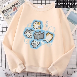 Hip Hop Harajuku Vintage Tarzı  Buz Kedi Eğlenceli  Gri