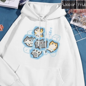 Hip Hop Harajuku Vintage Tarzı  Buz Kedi Eğlenceli  Gri