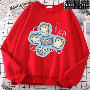 Hip Hop Harajuku Vintage Tarzı  Buz Kedi Eğlenceli  Gri