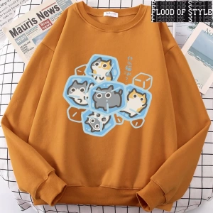 Hip Hop Harajuku Vintage Tarzı  Buz Kedi Eğlenceli  Gri