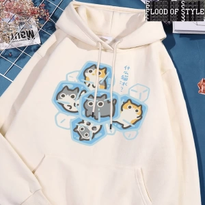 Hip Hop Harajuku Vintage Tarzı  Buz Kedi Eğlenceli  Gri