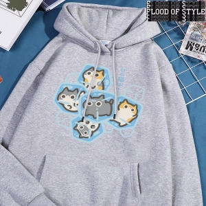Hip Hop Harajuku Vintage Tarzı  Buz Kedi Eğlenceli  Gri