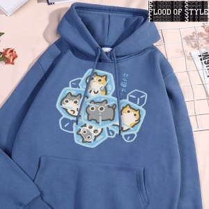 Hip Hop Harajuku Vintage Tarzı  Buz Kedi Eğlenceli  Gri