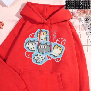 Hip Hop Harajuku Vintage Tarzı  Buz Kedi Eğlenceli  Gri