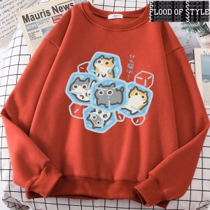Hip Hop Harajuku Vintage Tarzı  Buz Kedi Eğlenceli  Gri