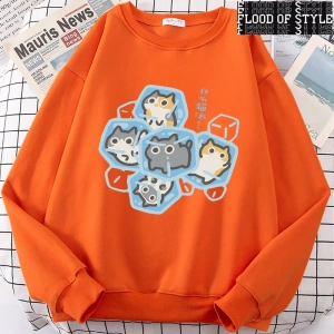 Hip Hop Harajuku Vintage Tarzı  Buz Kedi Eğlenceli  Gri