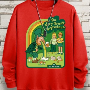Hip Hop Harajuku Vintage Tarzı  Çok sarhoş Leprechaun Gri