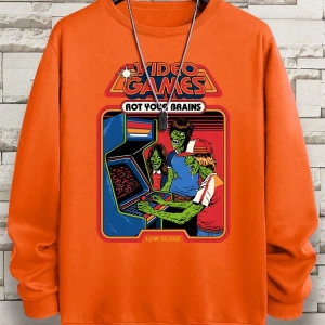 Hip Hop Harajuku Vintage Tarzı  Çürümeye beyinleri çizgi roman  Gri