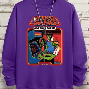 Hip Hop Harajuku Vintage Tarzı  Çürümeye beyinleri çizgi roman  Gri