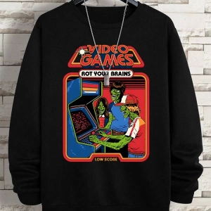Hip Hop Harajuku Vintage Tarzı  Çürümeye beyinleri çizgi roman  Gri