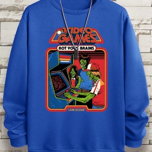 Hip Hop Harajuku Vintage Tarzı  Çürümeye beyinleri çizgi roman  Gri