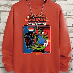 Hip Hop Harajuku Vintage Tarzı  Çürümeye beyinleri çizgi roman  Gri