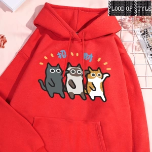 Hip Hop Harajuku Vintage Tarzı  Dans Caicai kedi  Gri