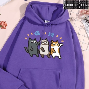 Hip Hop Harajuku Vintage Tarzı  Dans Caicai kedi  Gri