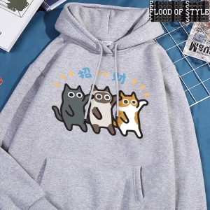 Hip Hop Harajuku Vintage Tarzı  Dans Caicai kedi  Gri