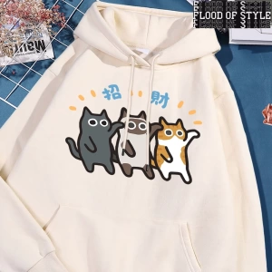 Hip Hop Harajuku Vintage Tarzı  Dans Caicai kedi  Gri