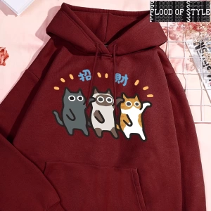 Hip Hop Harajuku Vintage Tarzı  Dans Caicai kedi  Gri