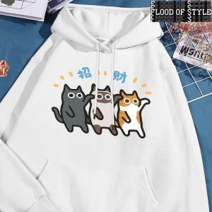 Hip Hop Harajuku Vintage Tarzı  Dans Caicai kedi  Gri