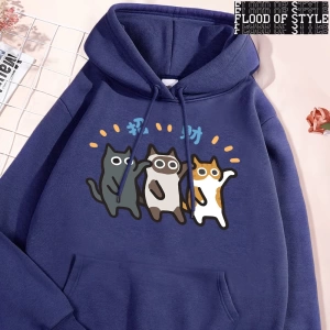 Hip Hop Harajuku Vintage Tarzı  Dans Caicai kedi  Gri