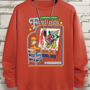 Hip Hop Harajuku Vintage Tarzı  Duygularınızı İfade Edin Palyaço  Gri