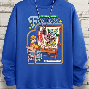 Hip Hop Harajuku Vintage Tarzı  Duygularınızı İfade Edin Palyaço  Gri