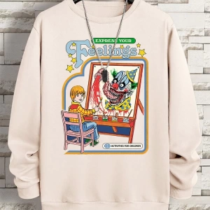 Hip Hop Harajuku Vintage Tarzı  Duygularınızı İfade Edin Palyaço  Gri