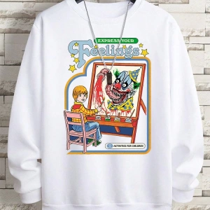 Hip Hop Harajuku Vintage Tarzı  Duygularınızı İfade Edin Palyaço  Gri