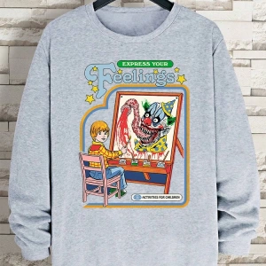 Hip Hop Harajuku Vintage Tarzı  Duygularınızı İfade Edin Palyaço  Gri