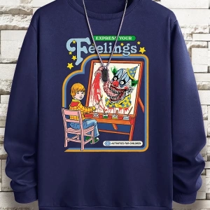 Hip Hop Harajuku Vintage Tarzı  Duygularınızı İfade Edin Palyaço  Gri