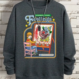 Hip Hop Harajuku Vintage Tarzı  Duygularınızı İfade Edin Palyaço  Gri