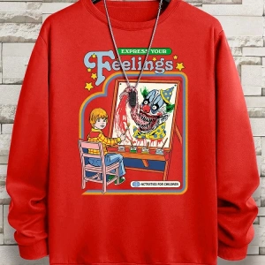 Hip Hop Harajuku Vintage Tarzı  Duygularınızı İfade Edin Palyaço  Gri