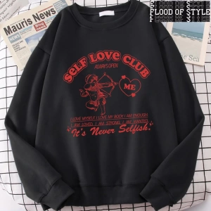 Hip Hop Harajuku Vintage Tarzı   Eğlenceli Aşk Tanrısı Karikatür  Gri