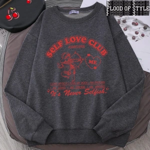 Hip Hop Harajuku Vintage Tarzı   Eğlenceli Aşk Tanrısı Karikatür  Gri