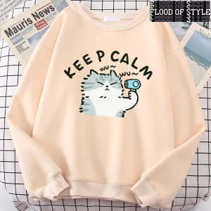 Hip Hop Harajuku Vintage Tarzı  Eğlenceli kedi sevimli  Gri
