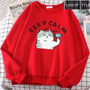 Hip Hop Harajuku Vintage Tarzı  Eğlenceli kedi sevimli  Gri