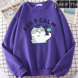 Hip Hop Harajuku Vintage Tarzı  Eğlenceli kedi sevimli Gri