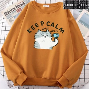 Hip Hop Harajuku Vintage Tarzı  Eğlenceli kedi sevimli  Gri