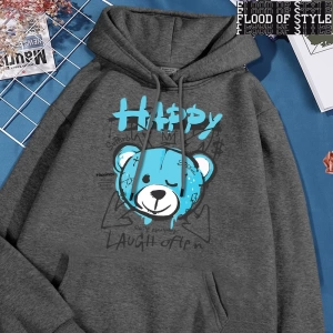 Hip Hop Harajuku Vintage Tarzı  Eğlenceli mavi mutlu ayı giyim  Gri
